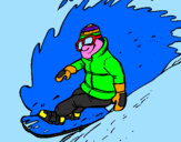 Disegno Discesa in snowboard  pitturato su Menel Andrea