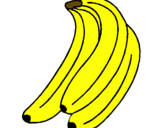 Disegno Banane  pitturato su CARMINE