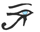 Disegno Occhio di Horus  pitturato su sharon