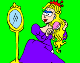 Disegno Principessa con lo specchio  pitturato su Lucrezia