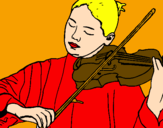 Disegno Violinista  pitturato su francesca