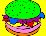 Disegno Hamburger completo  pitturato su asdrubale
