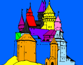 Disegno Castello medievale  pitturato su sara