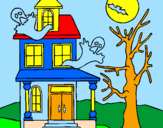 Disegno Casa del terrore pitturato su giulia