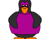Disegno Pinguino pitturato su violetto