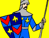 Disegno Cavaliere della corte  pitturato su marco
