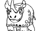 Disegno Rinoceronte  pitturato su redon  