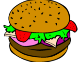 Disegno Hamburger completo  pitturato su holiver