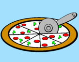 Disegno Pizza pitturato su sergio e ciro