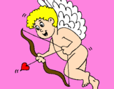 Disegno Cupido con grandi ali  pitturato su roberta