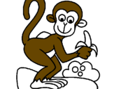 Disegno Scimmietta  pitturato su michele
