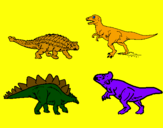 Disegno Dinosauri di terra  pitturato su nicolo