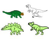 Disegno Dinosauri di terra  pitturato su redon