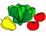 Disegno Verdure pitturato su insalata