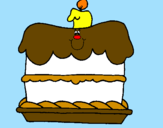 Disegno Torta di compleanno  pitturato su torta di compleanno