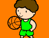 Disegno Giocatore di pallacanestro  pitturato su marco