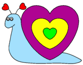 Disegno Lumachina cuore  pitturato su elisa