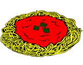 Disegno Spaghetti al formaggio  pitturato su didi,mattia,simone,luca,w