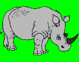 Disegno Rinoceronte  pitturato su bisonte simo