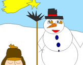 Disegno Pupazzo di neve III pitturato su Michele