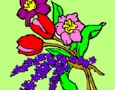 Disegno Mazzo di fiori pitturato su rossella p.