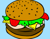 Disegno Hamburger completo  pitturato su laura