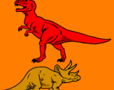 Disegno Triceratops e Tyrannosaurus Rex pitturato su Nicolò