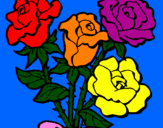 Disegno Mazzo di rose  pitturato su gloria