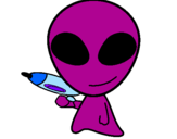 Disegno Alieno II pitturato su sara