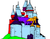 Disegno Castello medievale  pitturato su vinc