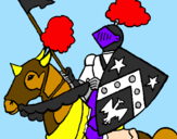 Disegno Cavaliere a cavallo pitturato su marco