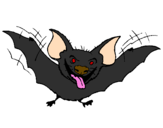 Disegno Pipistrello con la lingua fuori  pitturato su Elisa