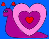 Disegno Lumachina cuore  pitturato su Divina