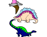Disegno Tre specie di dinosauri  pitturato su MEME