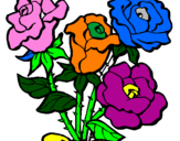 Disegno Mazzo di rose  pitturato su matilde