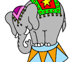 Disegno Elefante in scena  pitturato su anónimo