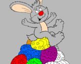 Disegno Coniglio di Pasqua pitturato su super luigi