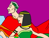 Disegno Cesare e Cleopatra  pitturato su matteo