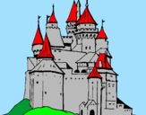 Disegno Castello medievale  pitturato su fiby