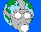 Disegno Terra con maschera anti-gas  pitturato su         Enza  carmelo