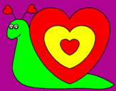 Disegno Lumachina cuore  pitturato su ornella