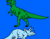 Disegno Triceratops e Tyrannosaurus Rex pitturato su Simone  c.