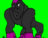 Disegno Gorilla pitturato su dinosauro