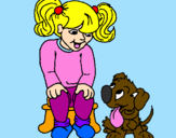 Disegno Bambina con il suo cagnolino  pitturato su BEATRICE