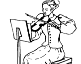 Disegno Dama violinista  pitturato su nausika