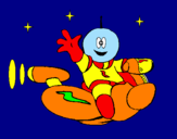 Disegno Marziano sulla moto spaziale  pitturato su VALE