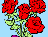 Disegno Mazzo di rose  pitturato su lavinia