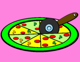 Disegno Pizza pitturato su patricia