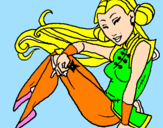 Disegno Principessa ninja  pitturato su sara