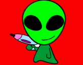Disegno Alieno II pitturato su anita